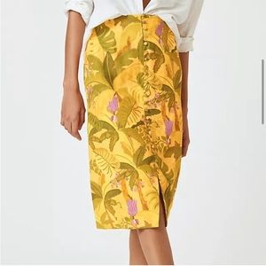 FARM Rio Banana Leaf Print Linen Skirt